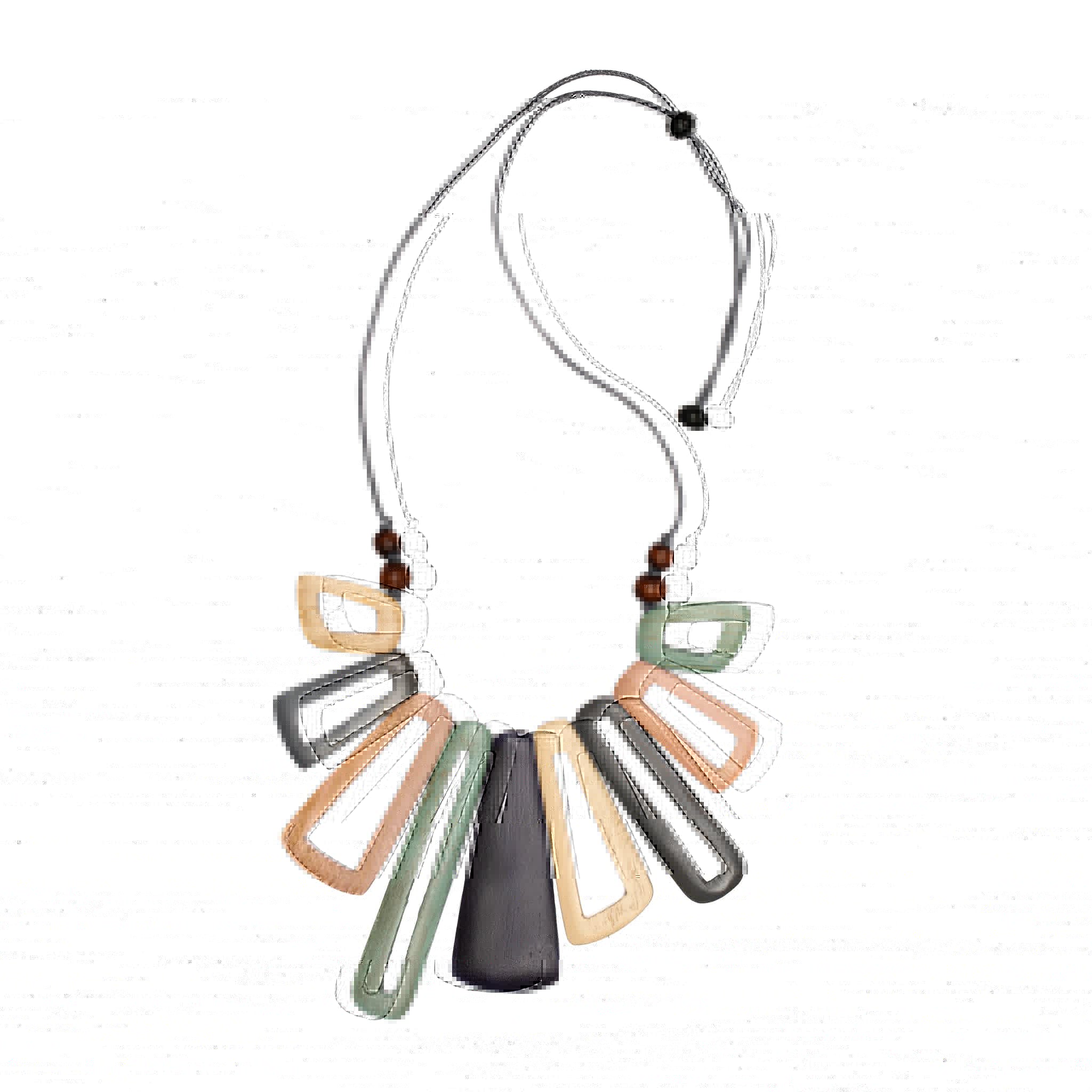 Pastel Mix Short Tinted Wood Fan Necklace